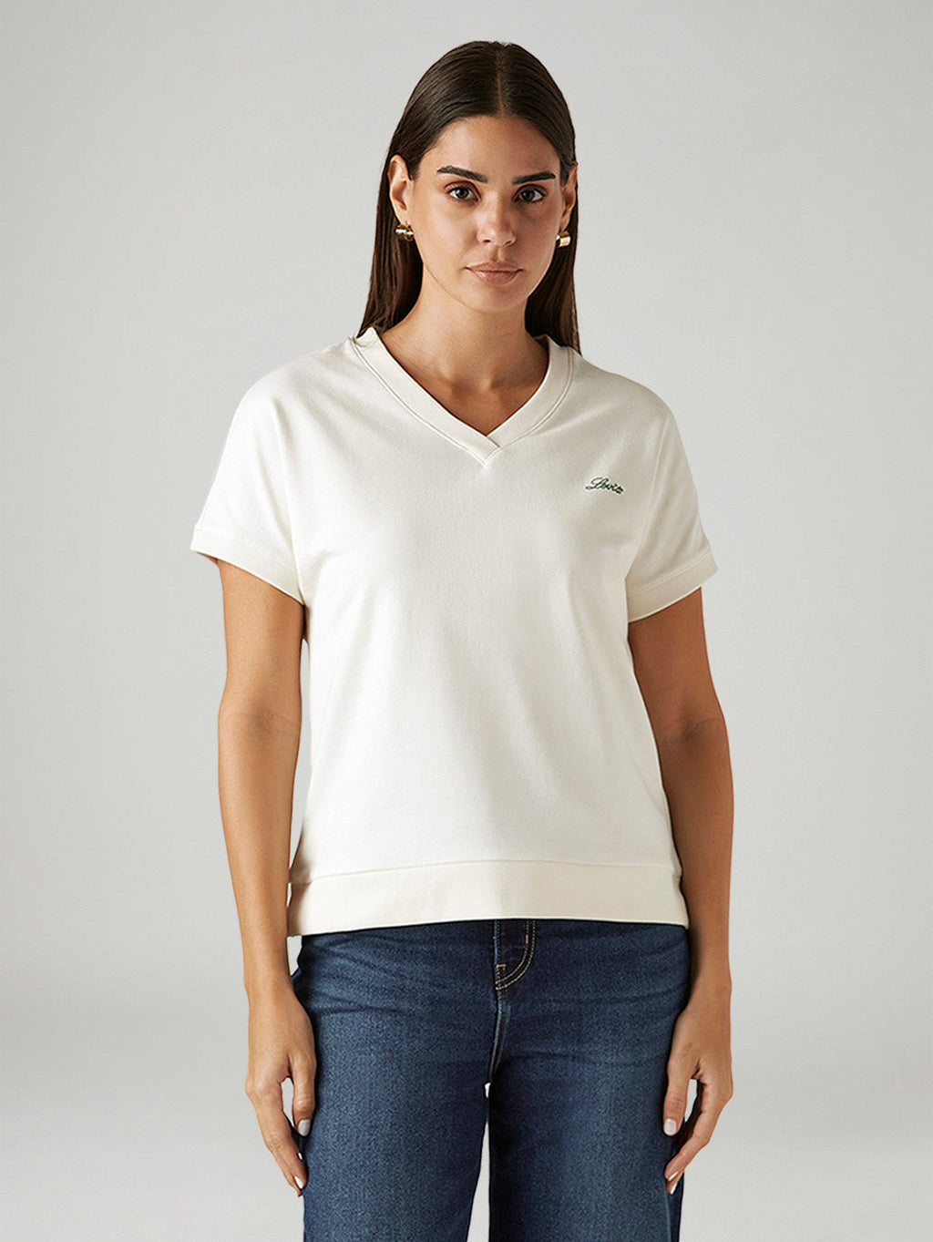 Women's Solid White Relaxed Fit T-shirt
