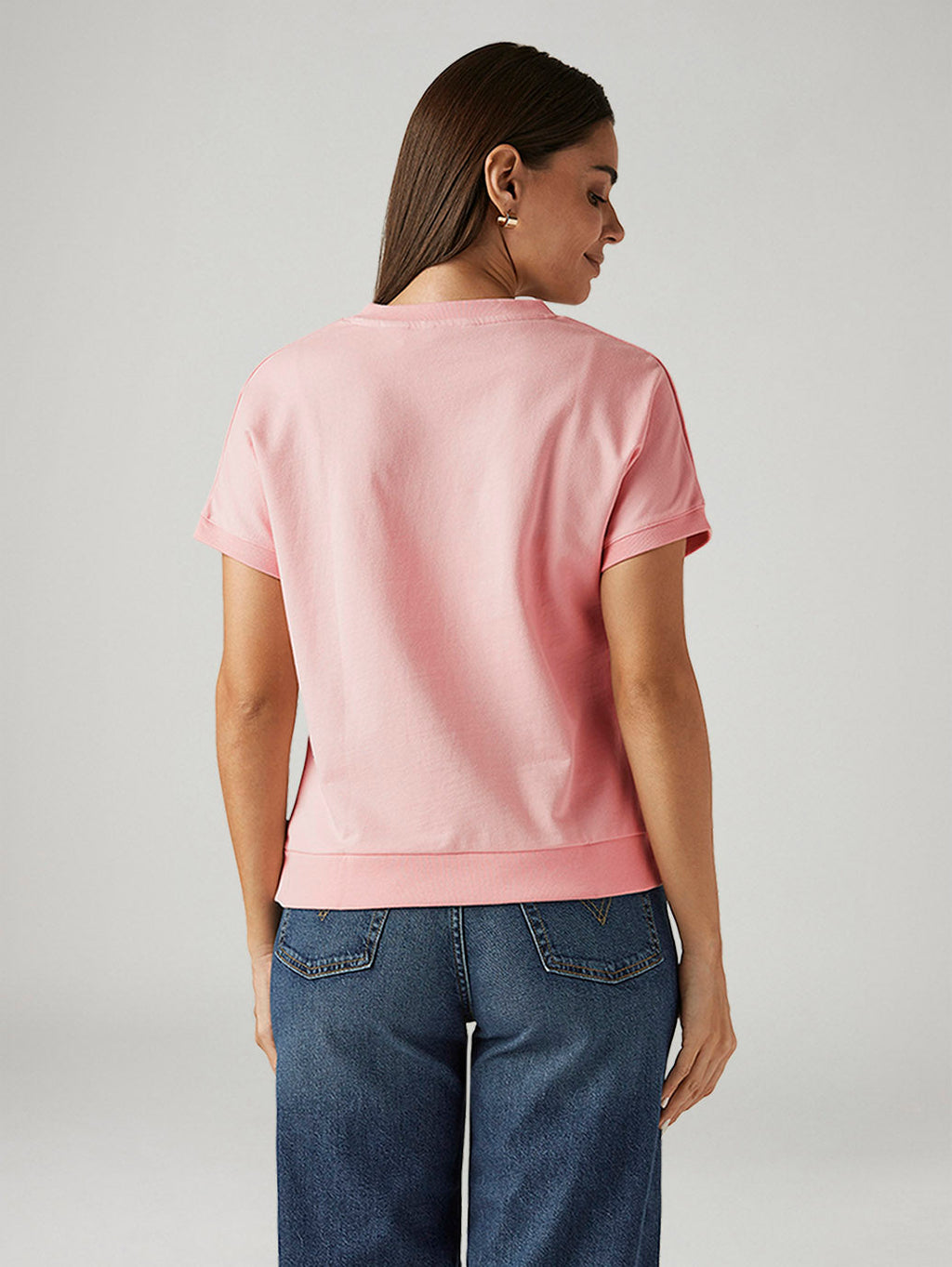 Women's Solid Light Pink Relaxed Fit T-shirt
