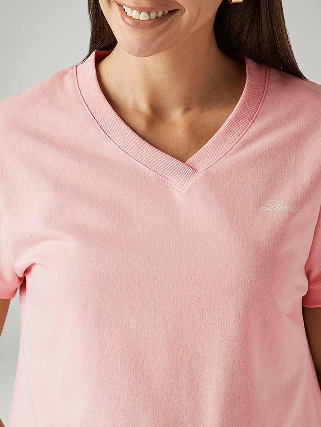Women's Solid Light Pink Relaxed Fit T-shirt