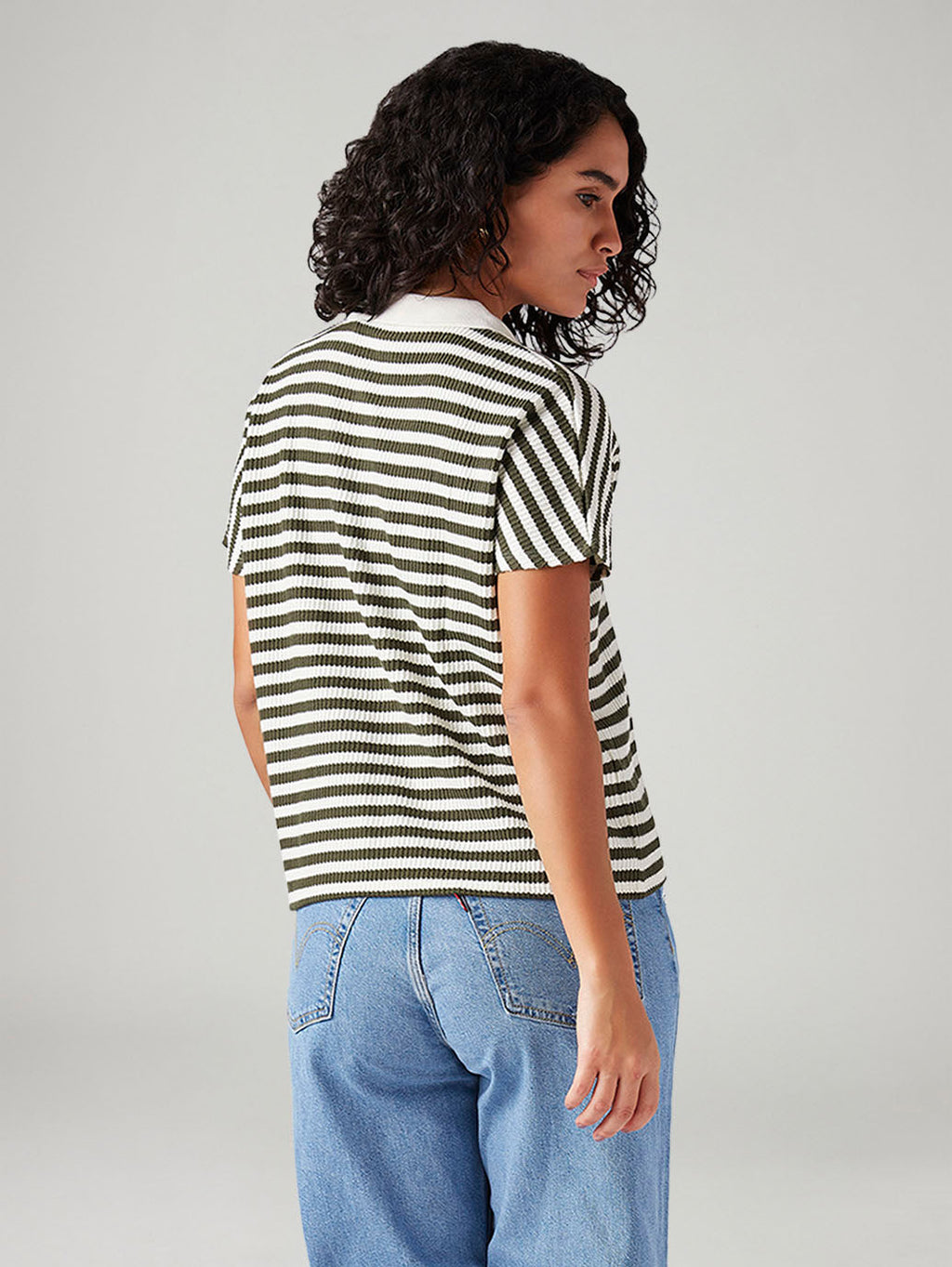 Women's Striped Relaxed Fit Polo T-Shirt