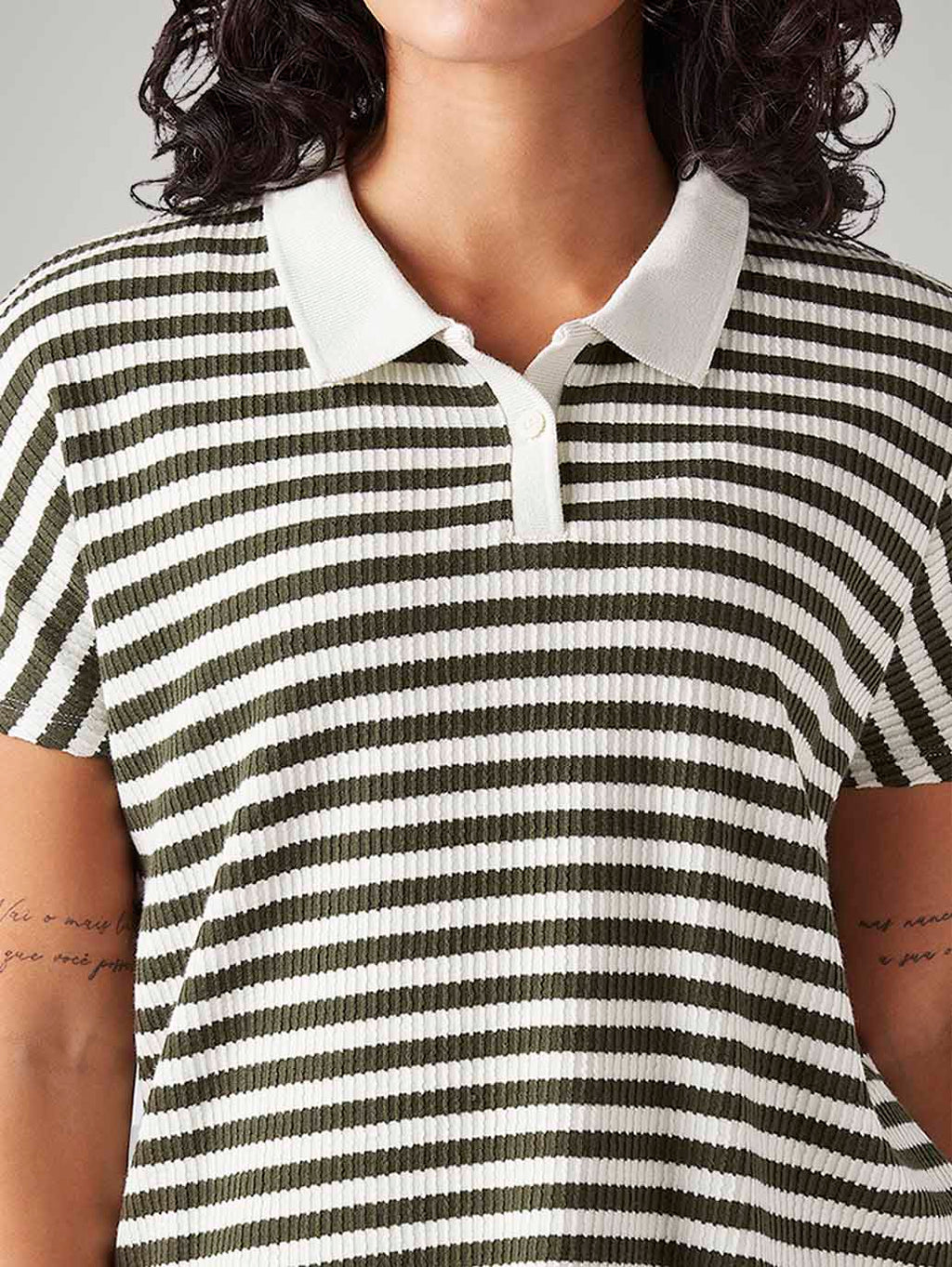 Women's Striped Relaxed Fit Polo T-Shirt