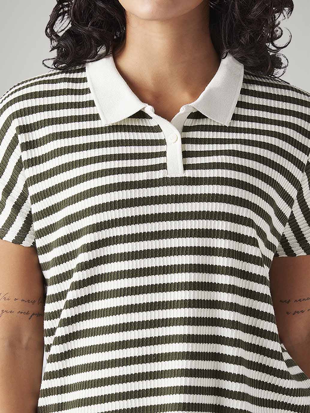Women's Striped Relaxed Fit Polo T-Shirt