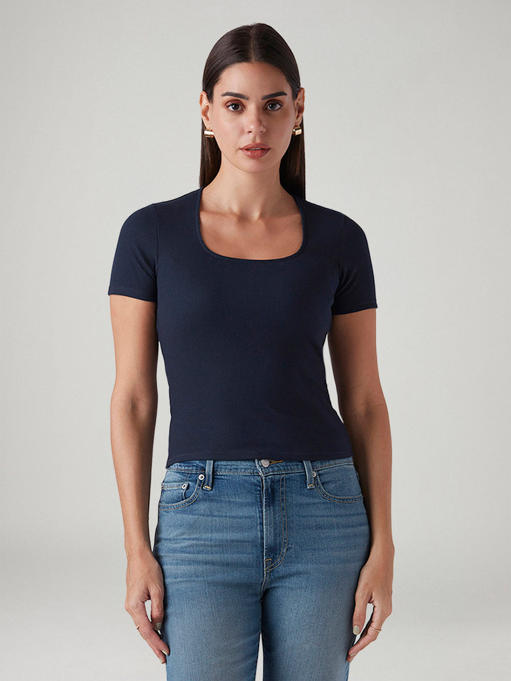 Women's Solid Slim Fit Ribbed Top
