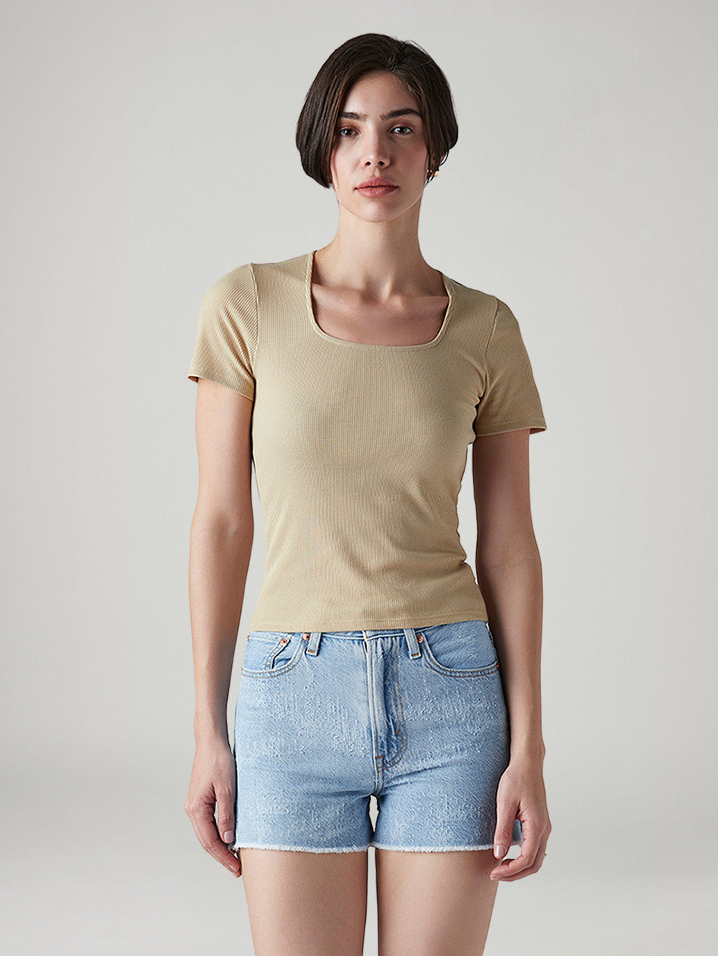 Women's Solid Slim Fit Ribbed Top