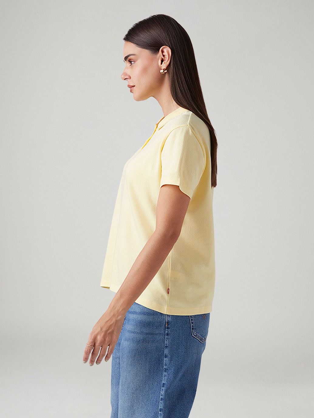 Women's Solid Yellow Polo T-shirt