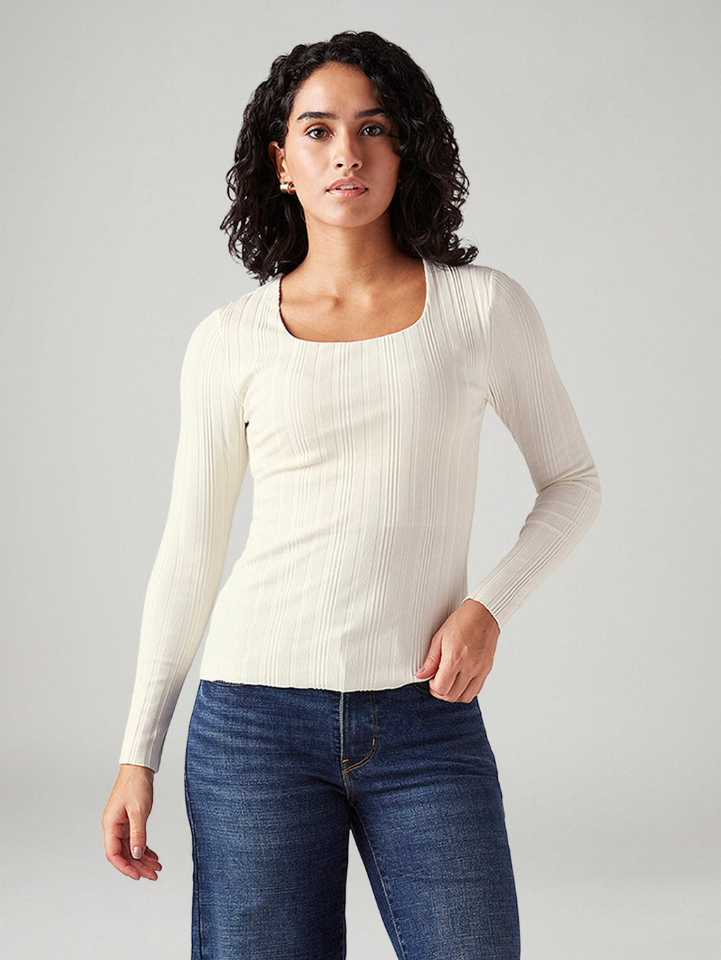 Women's Textured Slim Fit Ribbed Top