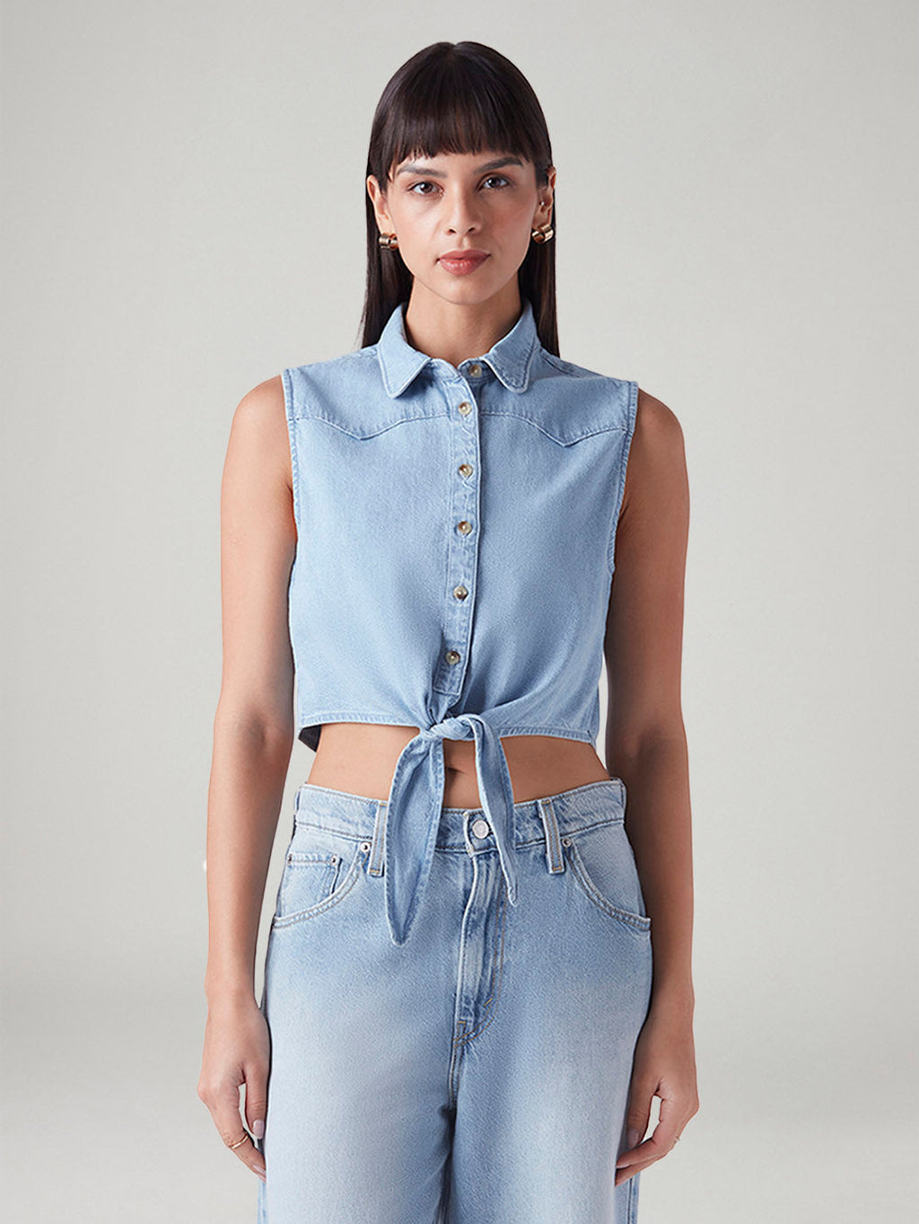 Women's Solid Regular Fit Denim Top