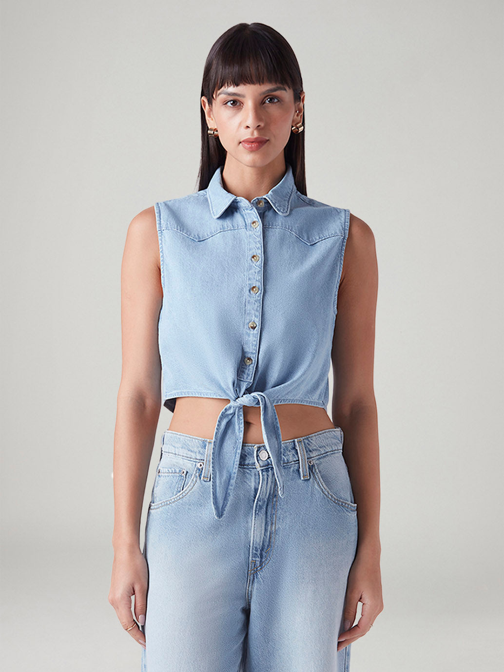 Women's Solid Regular Fit Denim Top