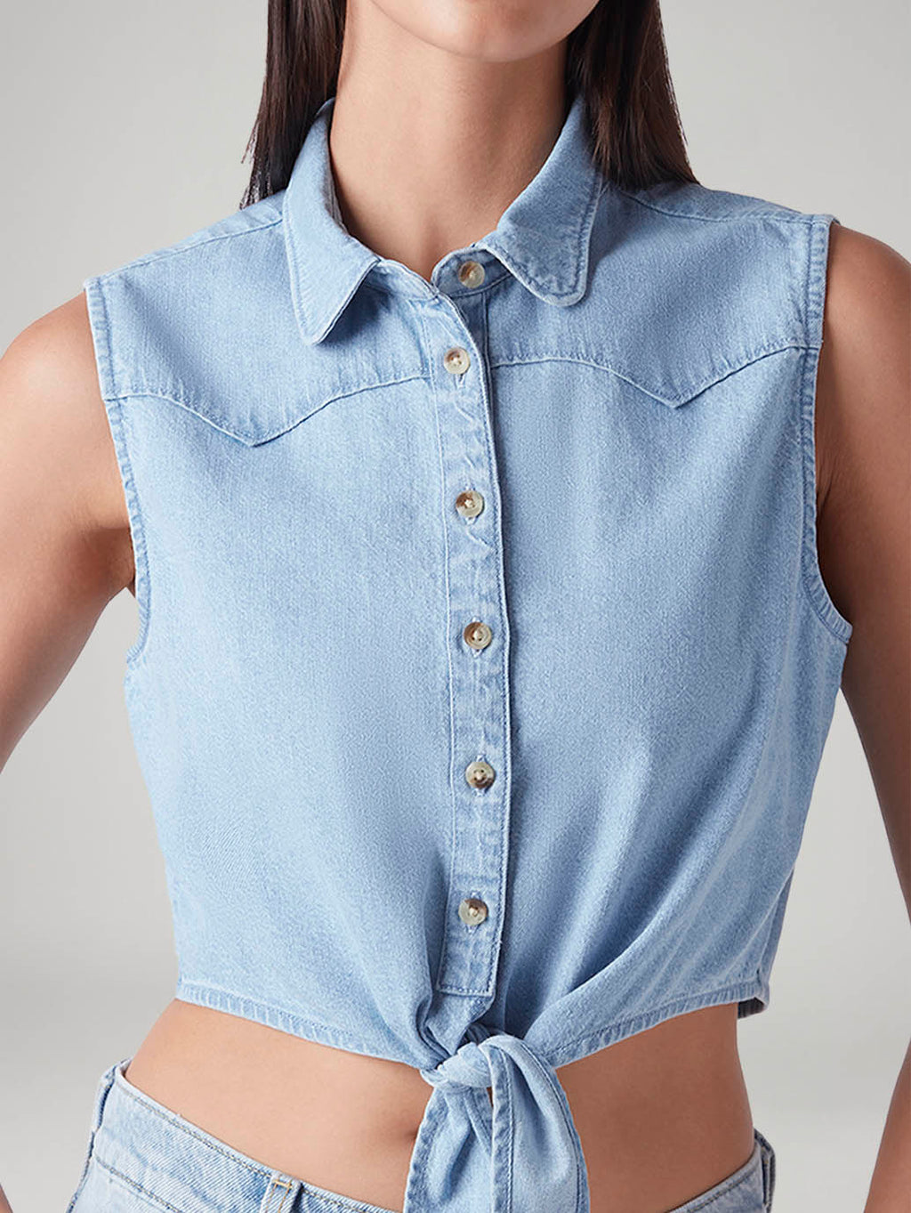 Women's Solid Regular Fit Denim Top