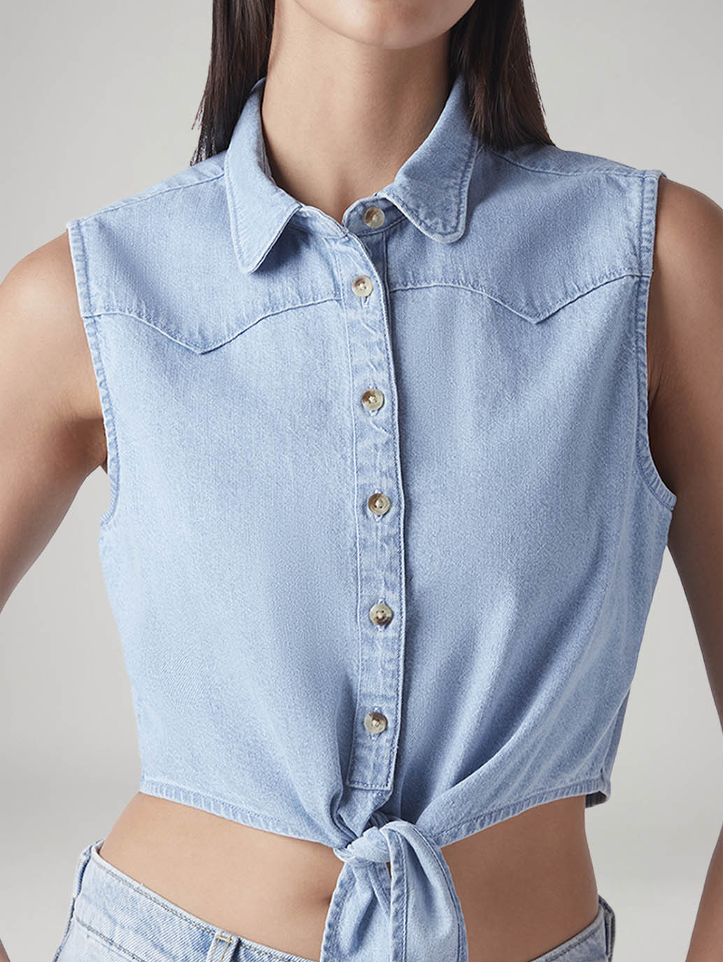 Women's Solid Regular Fit Denim Top