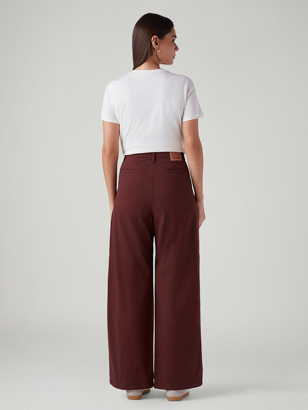 Women's Maroon Loose Fit High Rise Trousers