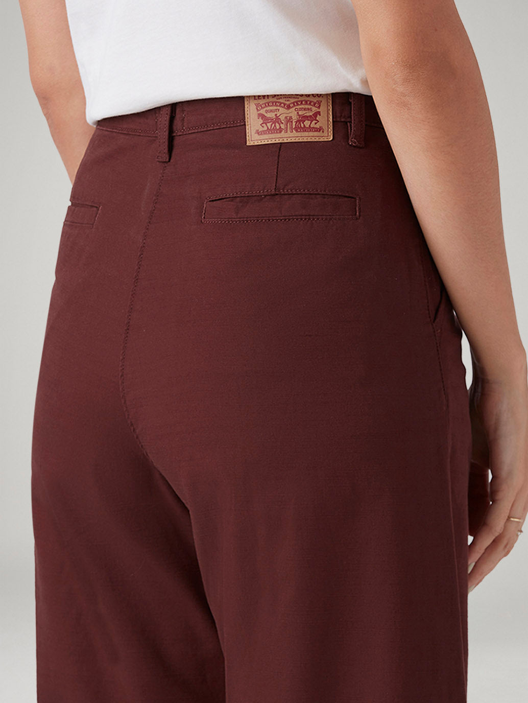 Women's Maroon Loose Fit High Rise Trousers