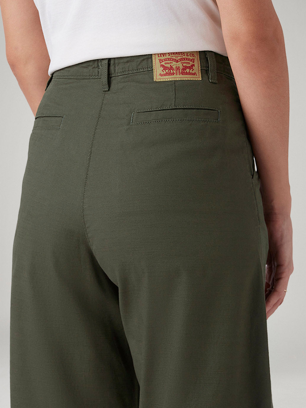 Women's Olive Loose Fit High Rise Trousers