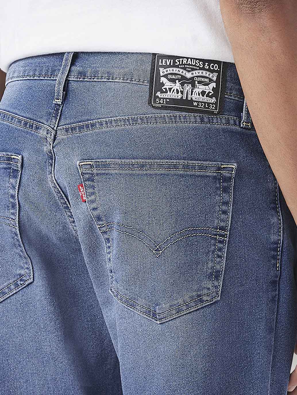 Men's 541 Blue Athletic Tapered Fit Mid Rise Jeans