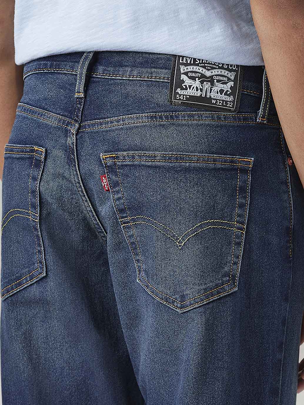 Men's 541 Dark Blue Athletic Tapered Fit Mid Rise Tinted Jeans