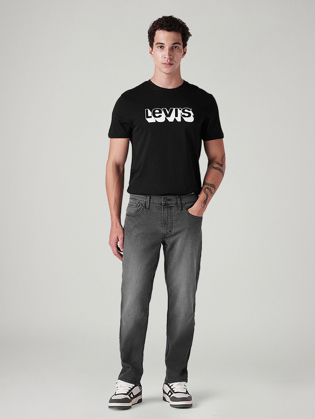 Men's 541 Charcoal Grey Athletic Tapered Fit Mid Rise Jeans