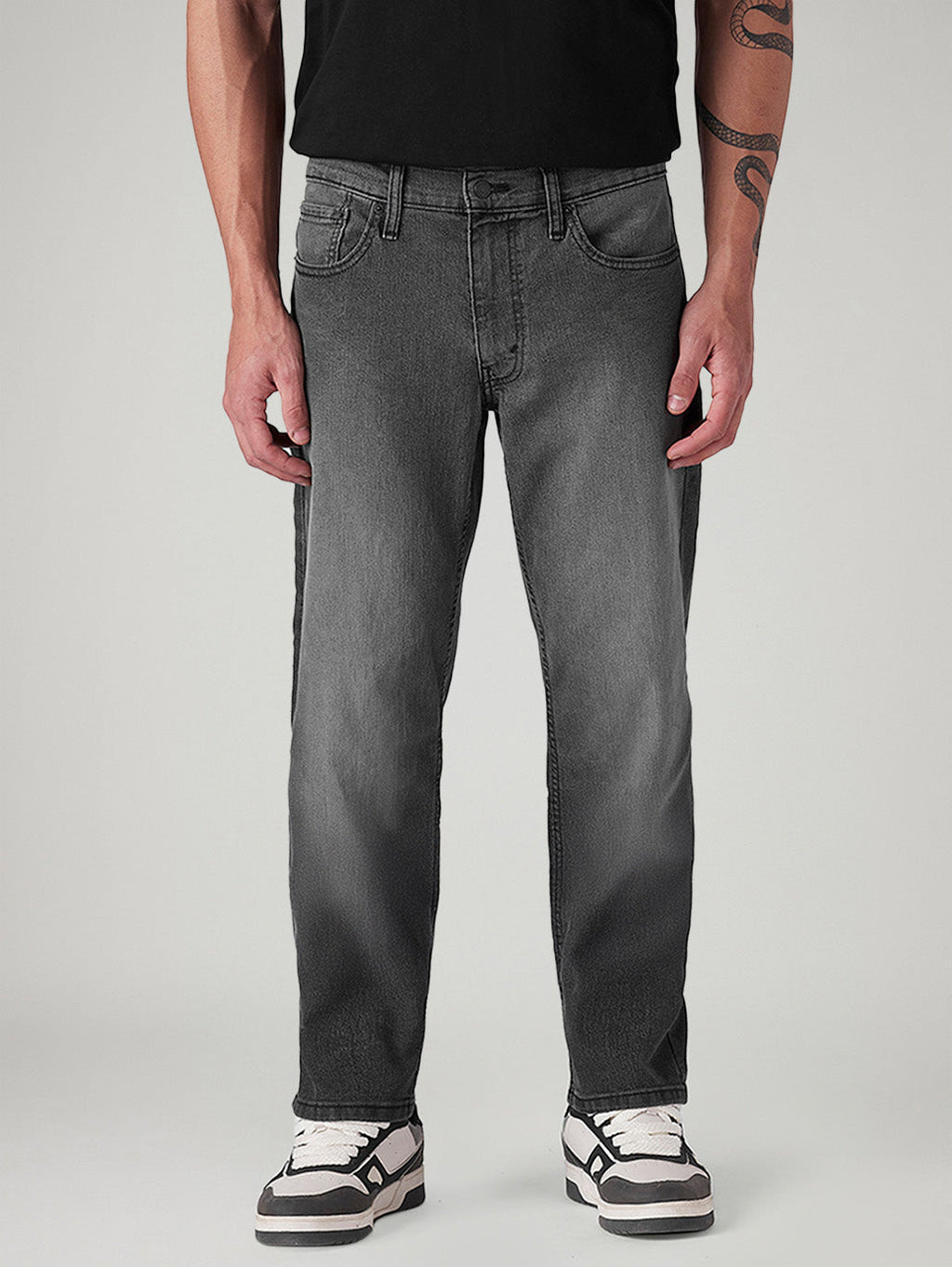 Men's 541 Charcoal Grey Athletic Tapered Fit Mid Rise Jeans