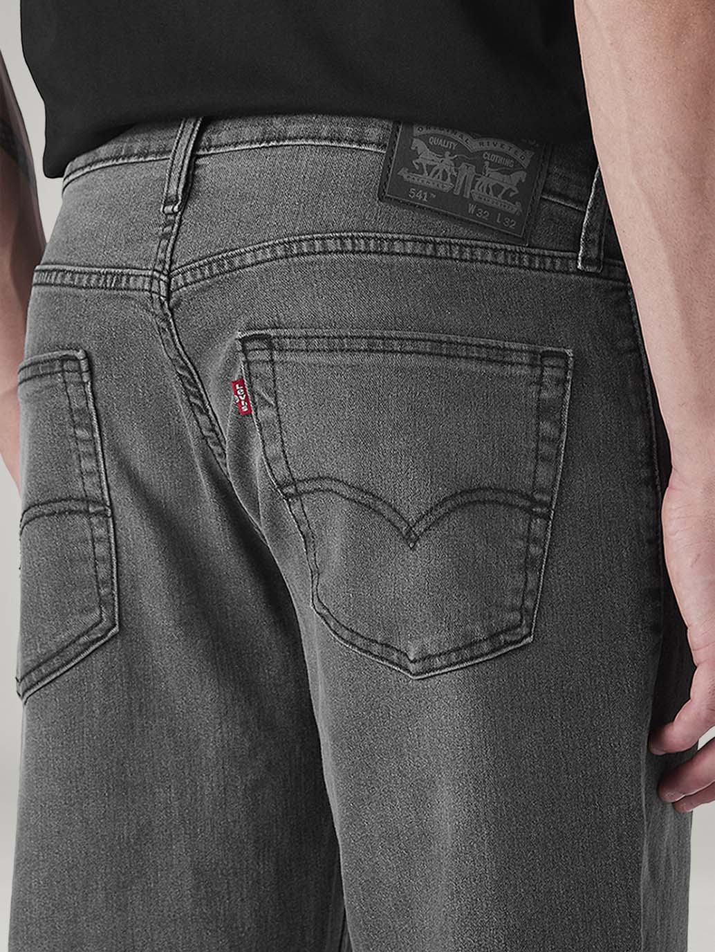 Men's 541 Charcoal Grey Athletic Tapered Fit Mid Rise Jeans