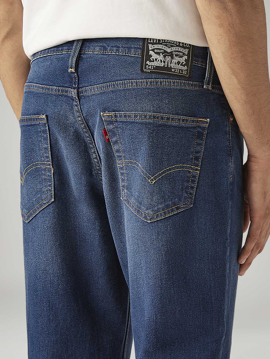 Men's 541 Blue Athletic Tapered Fit Mid Rise Tinted Jeans