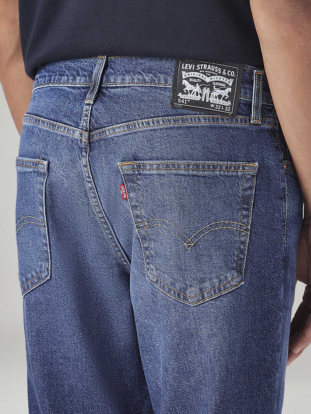 Men's 541 Blue Athletic Tapered Fit Mid Rise Jeans