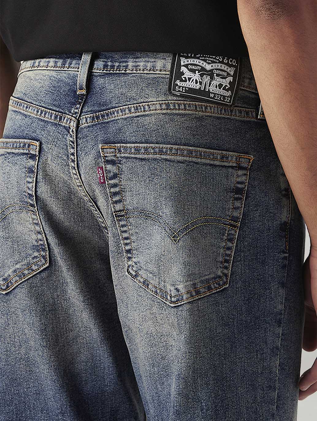 Men's Tinted 541 Med Indigo Athletic Tapered Fit Mid Rise Jeans
