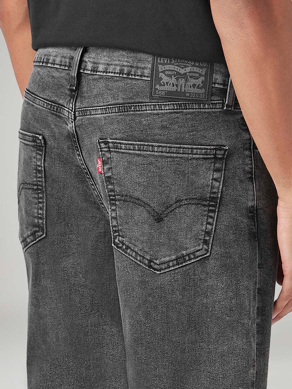 Men's 568 Grey Loose Fit Mid Rise Jeans