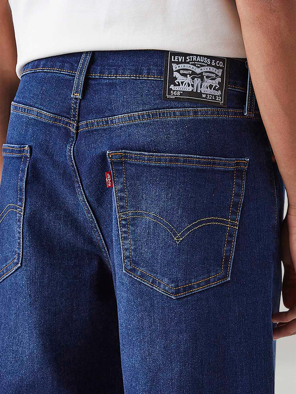 Men's 568 Dark Blue Loose Fit Mid Rise Jeans