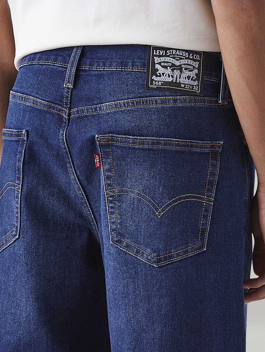 Men's 568 Dark Blue Loose Fit Mid Rise Jeans