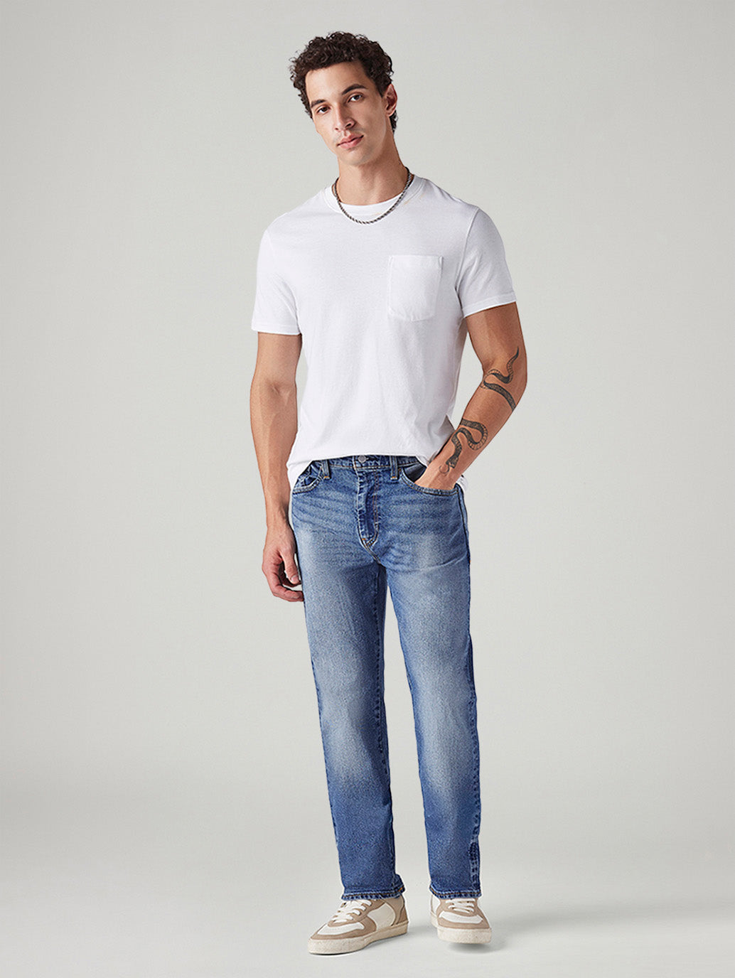 Men's 505 Blue Straight Fit Mid Rise Commuter Jeans