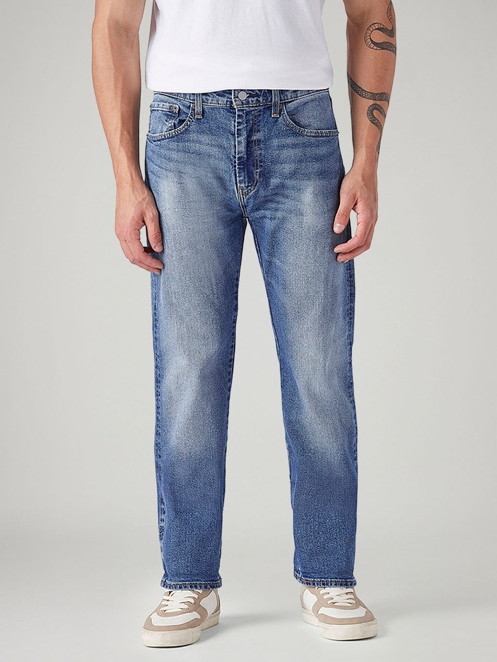 Men's 505 Blue Straight Fit Mid Rise Commuter Jeans