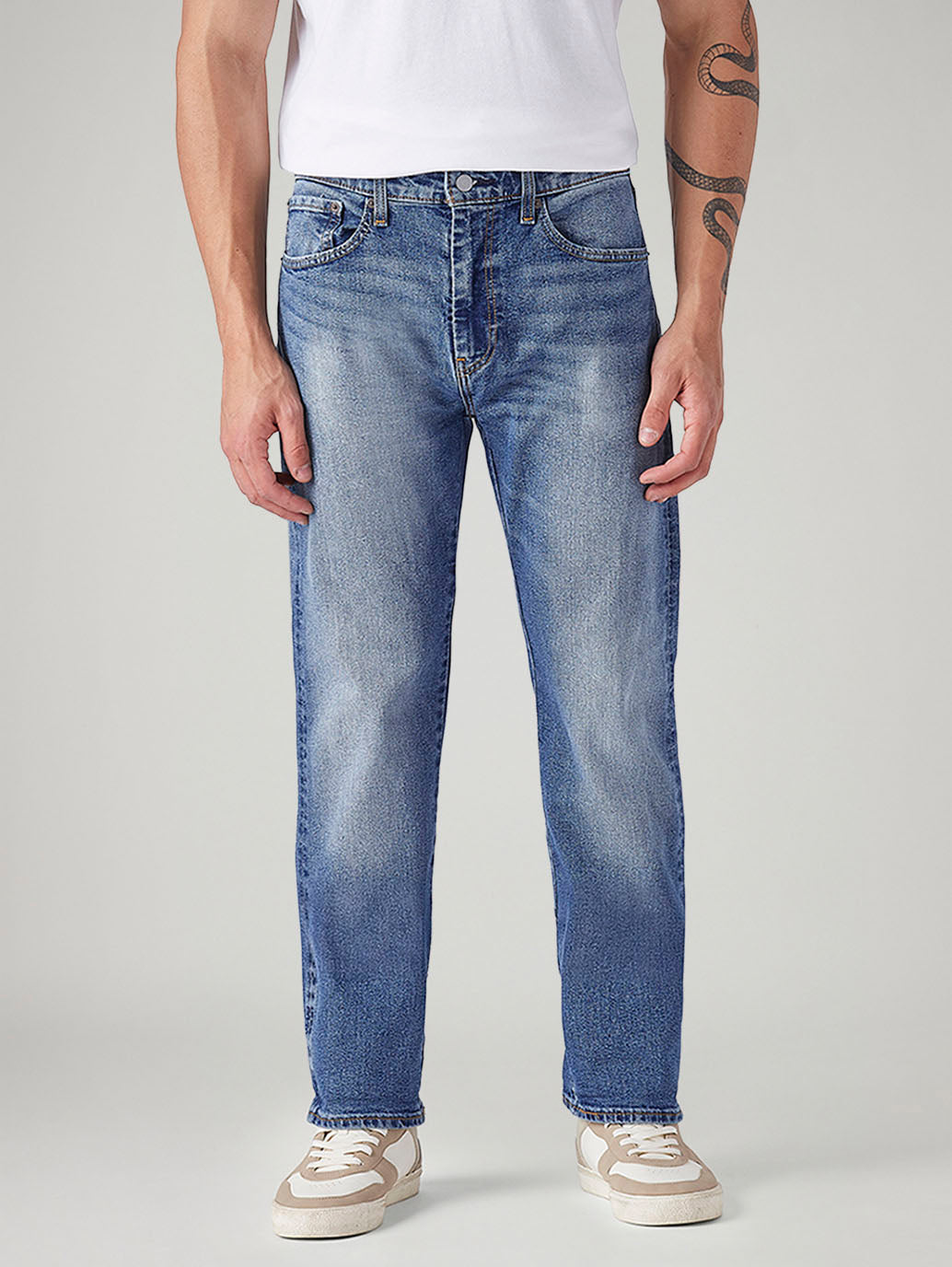 Men's 505 Blue Straight Fit Mid Rise Commuter Jeans