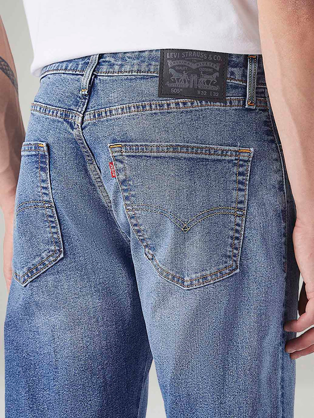 Men's 505 Blue Straight Fit Mid Rise Commuter Jeans