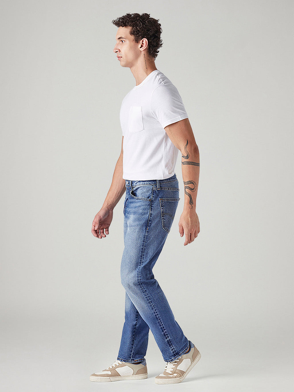 Men's 505 Blue Straight Fit Mid Rise Commuter Jeans
