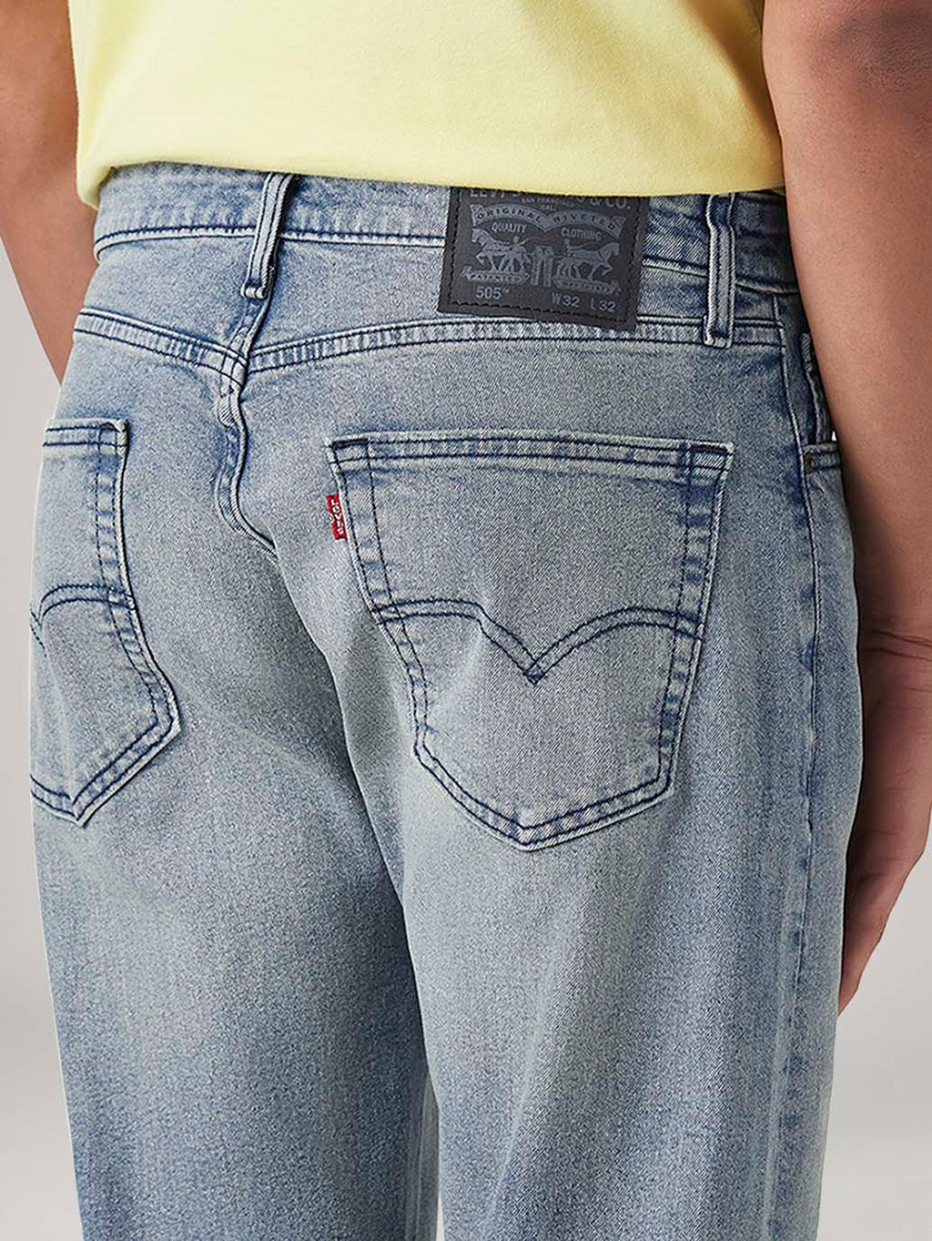 Men's 505 Light Blue Straight Fit Mid Rise Jeans