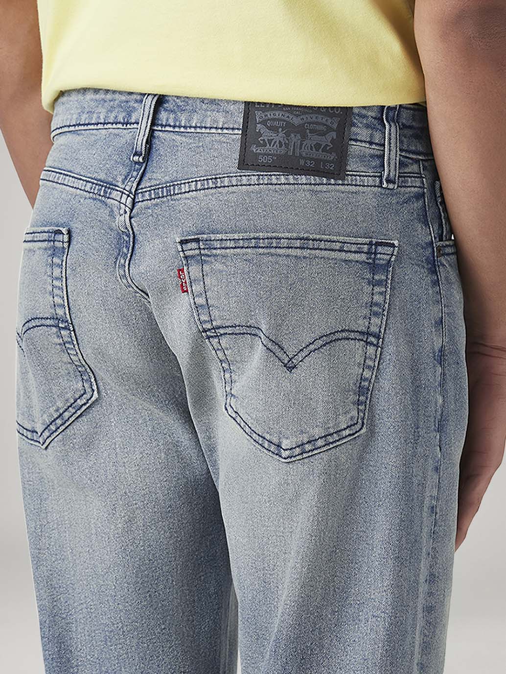 Men's 505 Light Blue Straight Fit Mid Rise Jeans