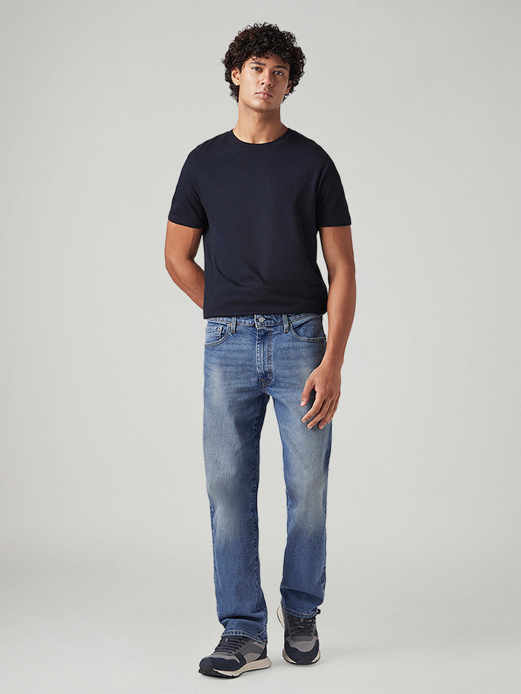 Men's 555 Blue Relaxed Straight Fit Mid Rise Commuter Jeans