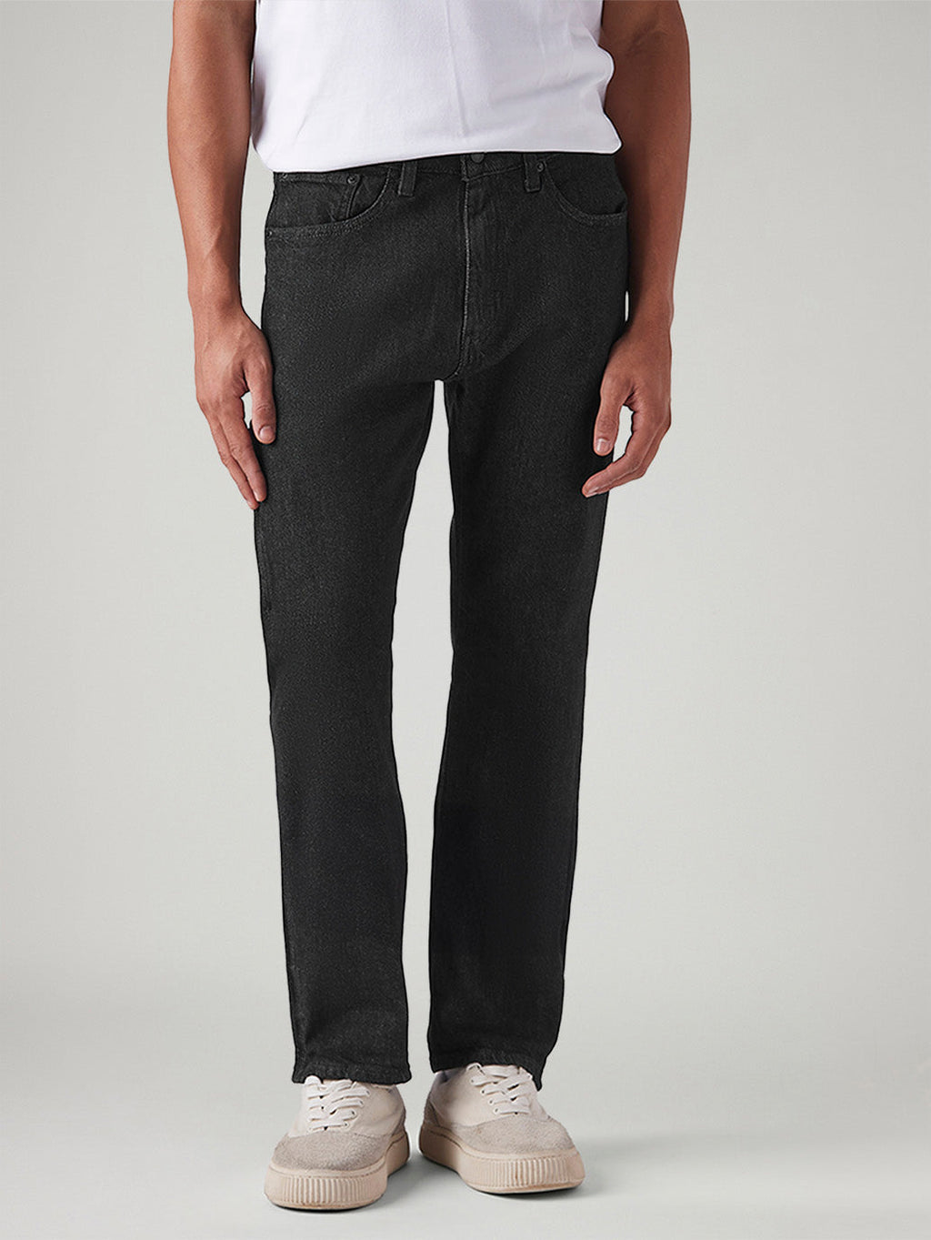 Men's 505 Black Straight Fit Mid Rise Jeans