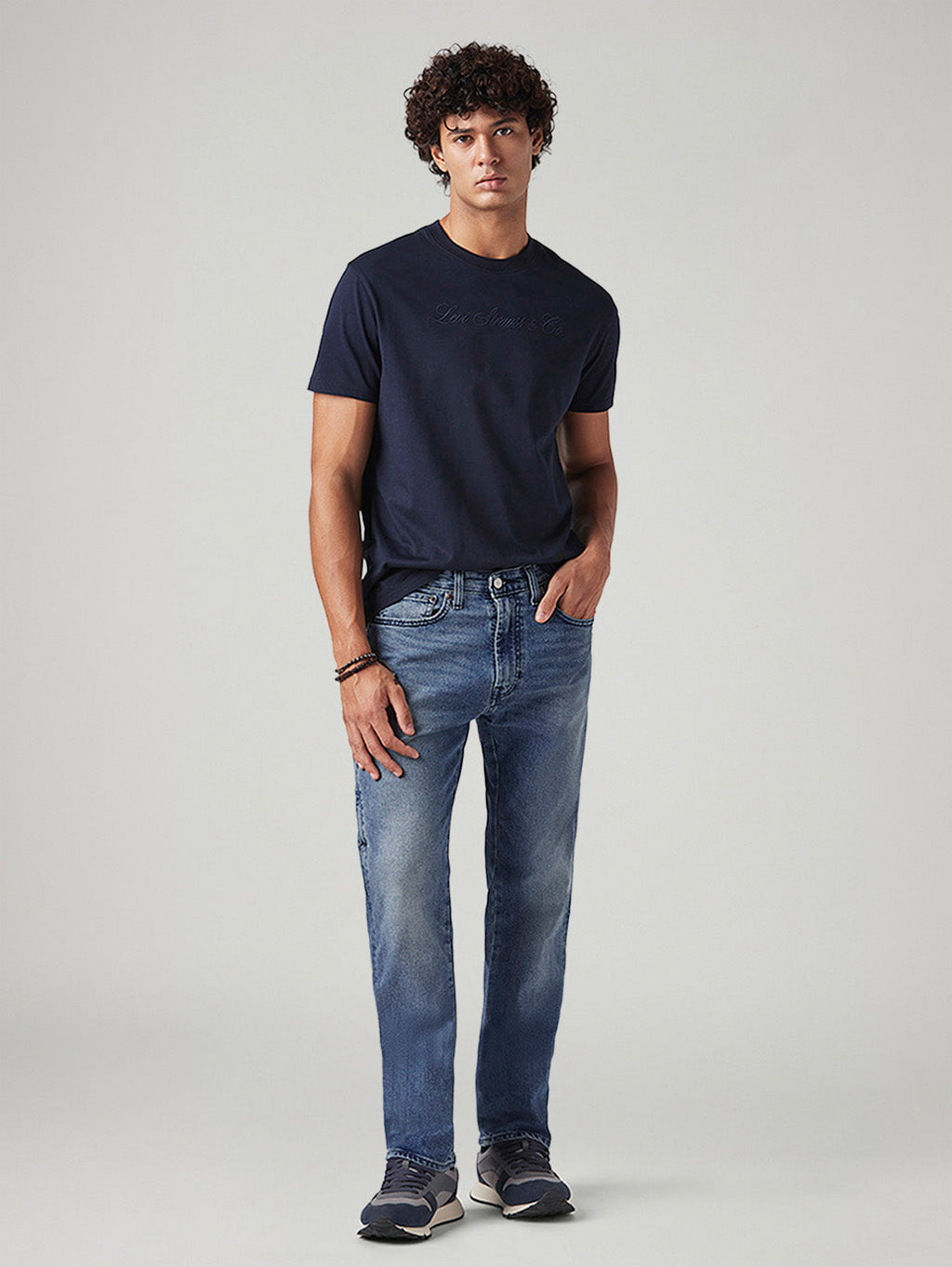 Men's 505 Blue Straight Fit Mid Rise Commuter Jeans