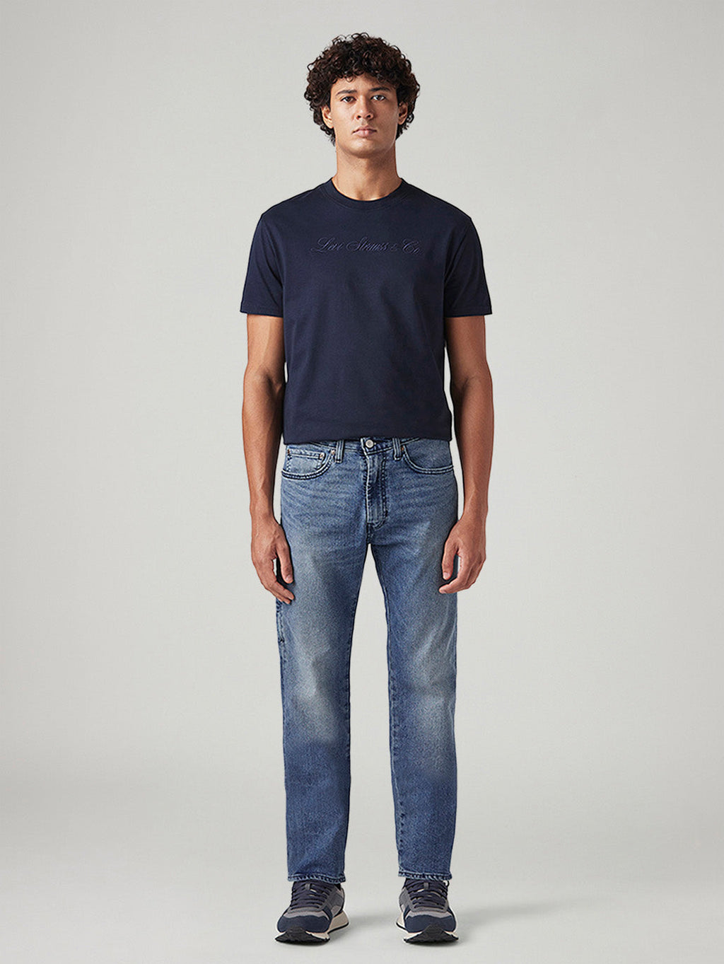 Men's 505 Blue Straight Fit Mid Rise Commuter Jeans