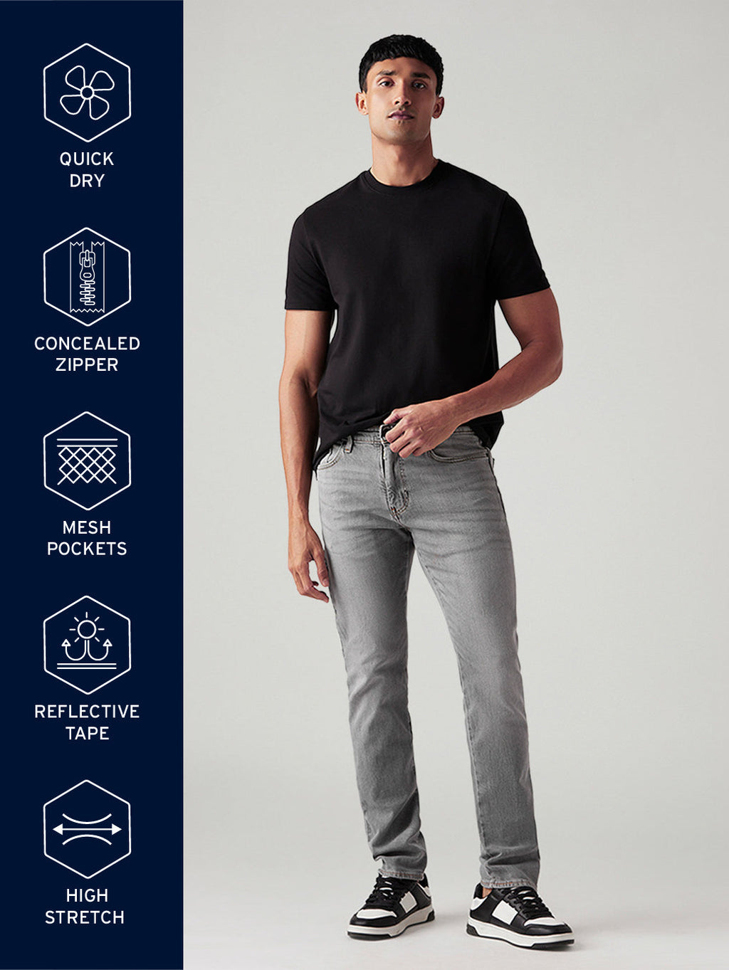 Men's 511 Charcoal Grey Slim Fit Mid Rise Commuter Jeans