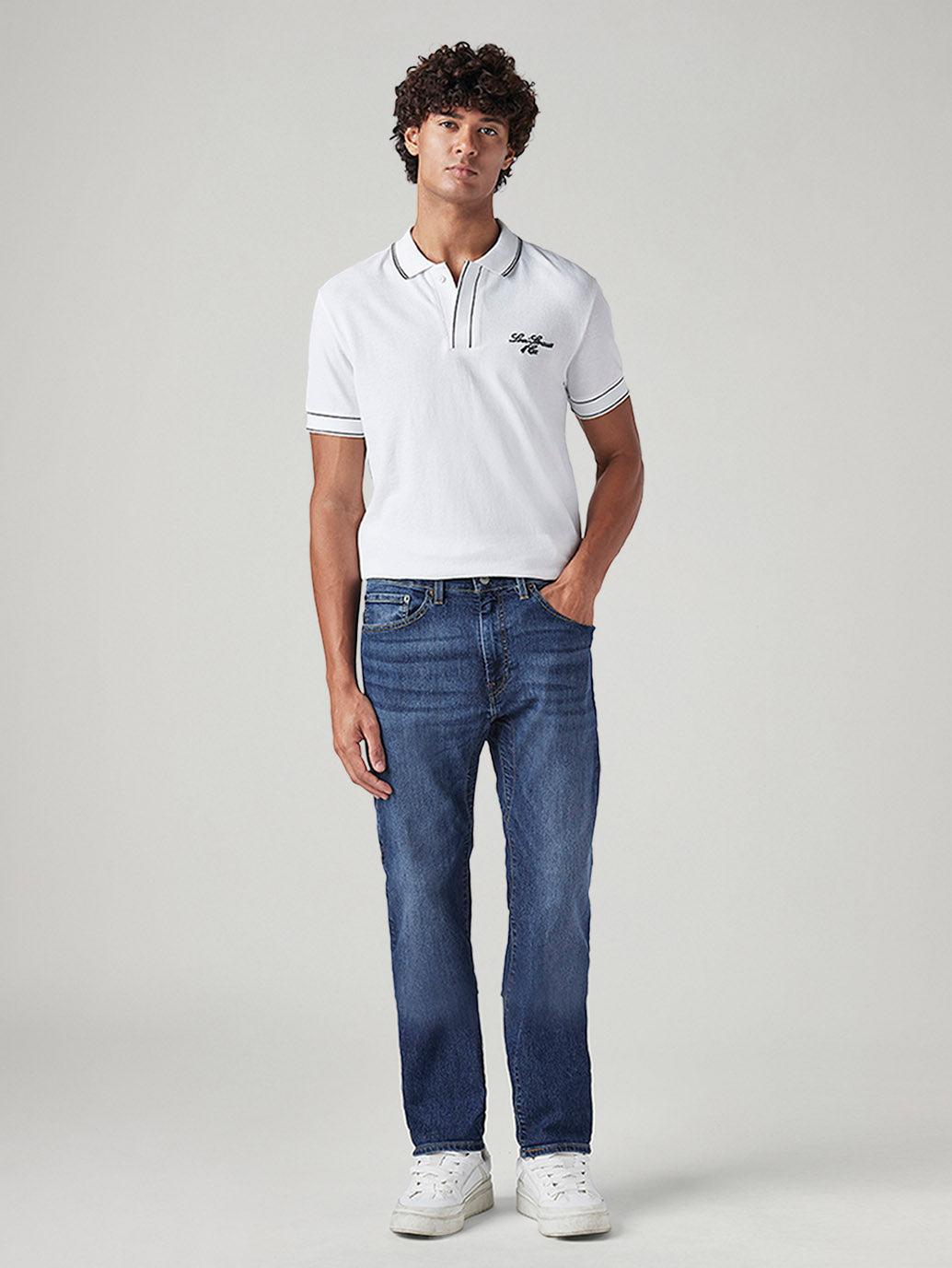 Men's 505 Blue Straight Fit Mid Rise Commuter Jeans