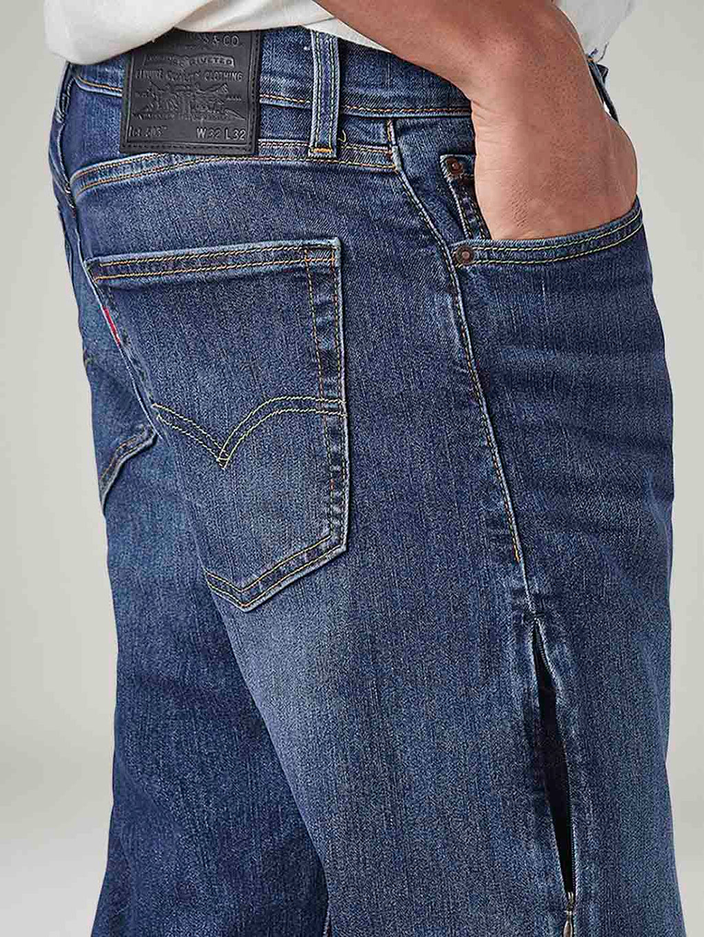 Men's 505 Blue Straight Fit Mid Rise Commuter Jeans