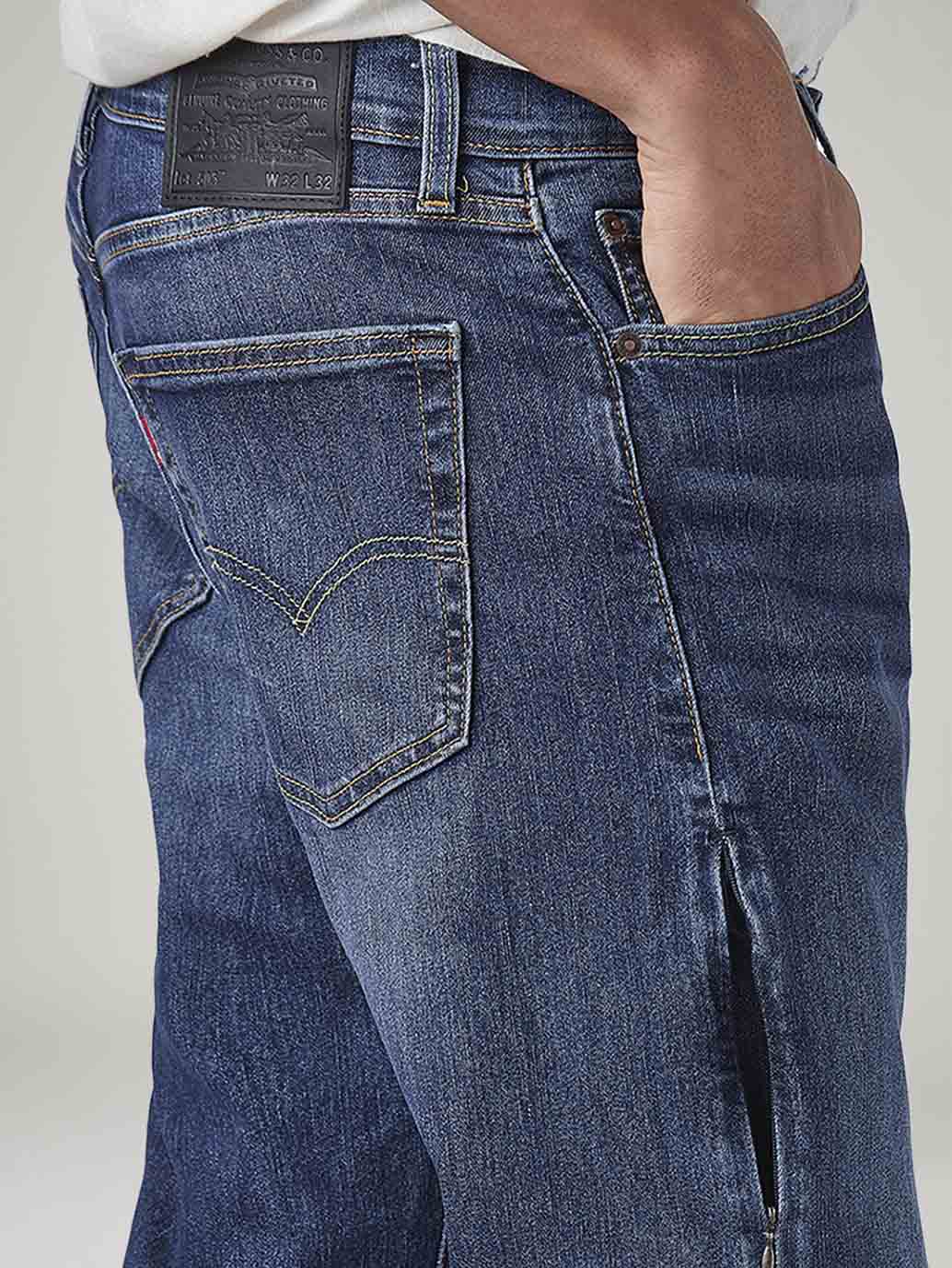 Men's 505 Blue Straight Fit Mid Rise Commuter Jeans