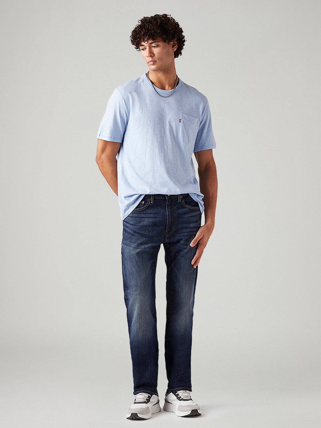 Men's 505 Dark Blue Straight Fit Mid Rise Jeans