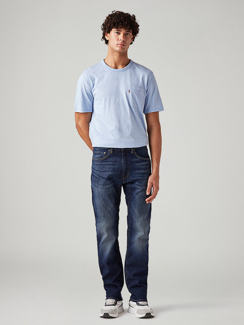 Men's 505 Dark Blue Straight Fit Mid Rise Jeans