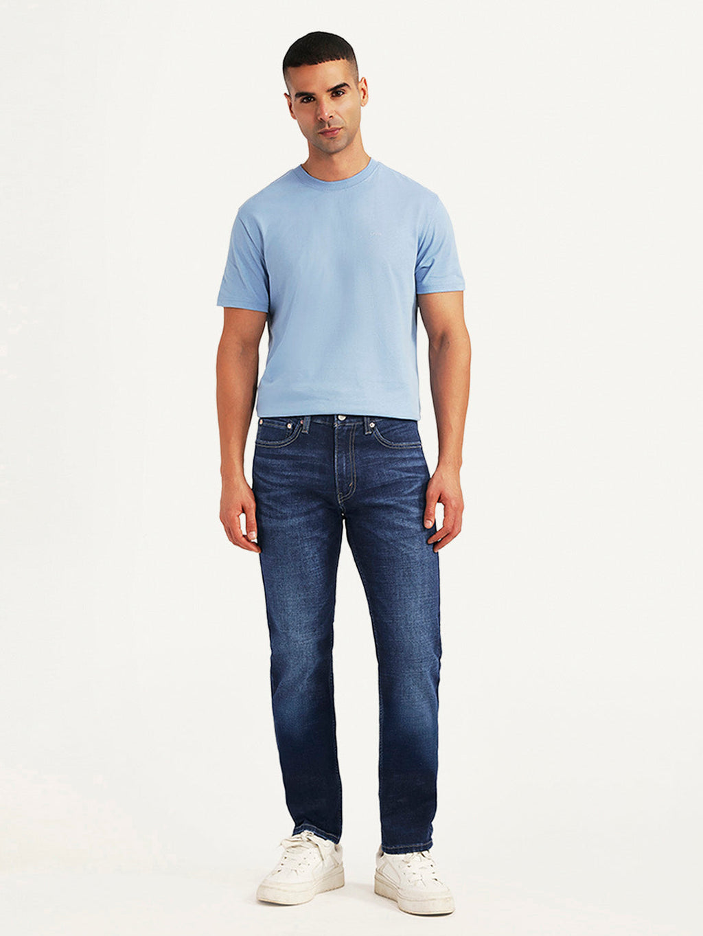 Men's 505 Dark Blue Straight Fit Mid Rise Jeans
