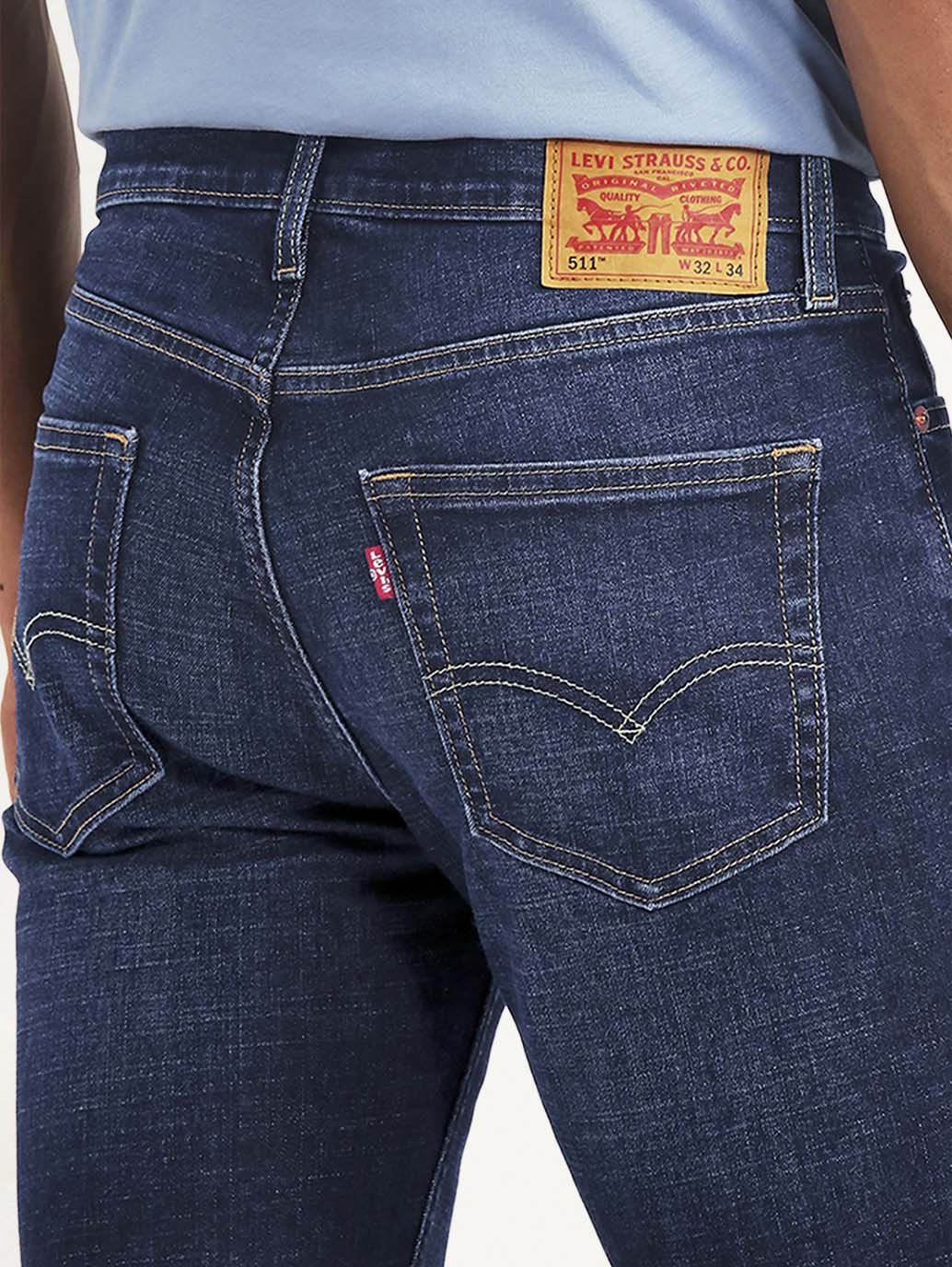 Men's 505 Dark Blue Straight Fit Mid Rise Jeans