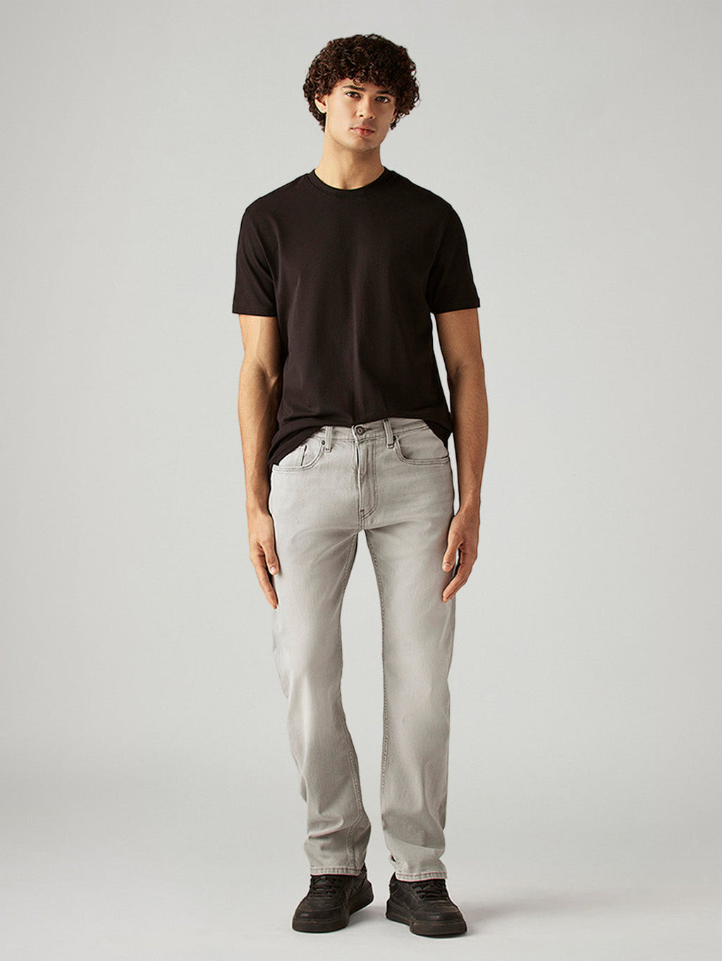 Men's 505 Light Grey Straight Fit Mid Rise Jeans