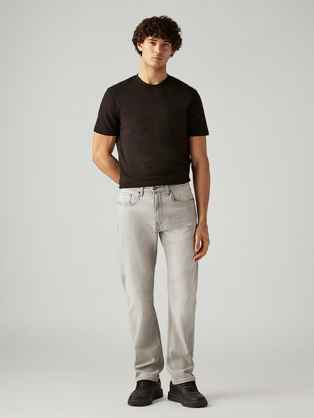 Men's 505 Light Grey Straight Fit Mid Rise Jeans