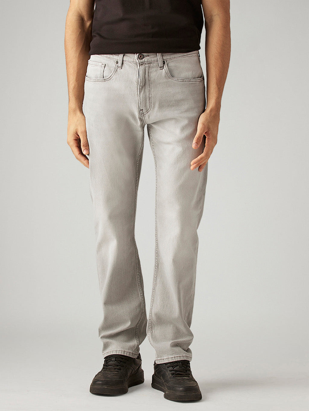 Men's 505 Light Grey Straight Fit Mid Rise Jeans